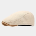 Seitenansicht der beigen Fischgrät-Struktur und der braunen Krempe der Schirmmütze - Verstellbar / Beige