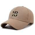 Khaki baseball cap with number 18 embroidery in textured honeycomb mesh fabric - Adjustable / Deep Beige