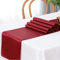 Elegant red satin table runner with silky texture for luxury wedding table decor - 30x275cm / Burgundy