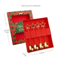 4-piece golden stainless steel Christmas spoon set with star charms in a red gift box - Silver / 304 Stainless Steel Five-pointed Star Pendant [a Red Box 4 Spoons]