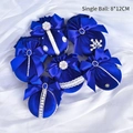Set of 6 velvet Christmas balls in Klein Blue with pearls and rhinestone snowflakes - Set of 6 / Sapphire Blue