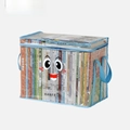 Large blue transparent folding book storage box with handles and 15x9x12 inch size - Large / Blue Smile Face