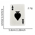 Detail showing dimensions 8.5x5.8cm of Ace of Spades embroidered iron-on patch - Style 7 (Large Ace of Spades Card)