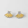 Pendientes de estrella bicolor estilo retro con forma de abanico y circonitas - Estilo B / Rayo Cilíndrico