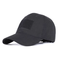 Tactical baseball cap in solid black with front hook-and-loop patch panel for men - Adjustable / Black