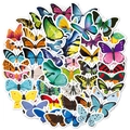 Macro detail of colorful waterproof butterfly stickers for water bottles and laptops - Butterfly Stickers (TT030) / 50 Sheets