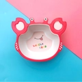 Eco-friendly bamboo fiber kids bowl featuring a cute red crab design with cartoon face - Crab Bowl (051)