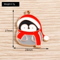 Christmas penguin alloy enamel charm in red and white with dimensions 27x24mm - Penguin Shape (YD580)