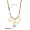 Collar de perlas de acero de titanio con colgantes de rosa dorada y medidas detalladas - Rosa Hueca