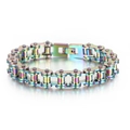 Bracelet chaîne de vélo 13mm en acier inoxydable arc-en-ciel pour hommes avec fermoir - 23cm Arc-en-ciel (KB78280-BD)