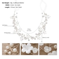 Detail view of bridal headband showing soft pottery flowers and imitation pearl textures - White Flower (HS-J6932S)