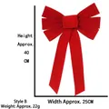 Large red velvet Christmas bow for holiday decoration, size 40x25cm, style B variant - Style B / Red / 25x40cm