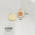 Macro detail of 13mm orange slice charm with dimensions and weight parameters shown - 4489# Orange
