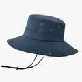 Dark blue wide brim sun hat with adjustable chin strap and breathable side eyelets - Navy Blue