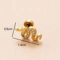 Golden snake cartilage stud earring with clear zircon crystals and size specifications - Gold 9# Snake