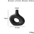 Minimalist black ceramic hollow ring vase with detailed dimensions and dimensions display - Small / Black