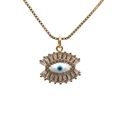 Collar Ojo del Mal dorado con circón azul y esmalte blanco con cadena de caja - Ojo de Esmalte Dorado