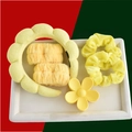 5-piece yellow hair accessory set featuring a plush headband, scrunchies, and floral claw clip - Yellow Sponge Headband (6-Piece Set)