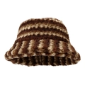 Damen Winter Plüsch Anglerhut mit braun-beigen Streifen aus weichem Kunstfell Material - M (56-58cm) / Dunkelbraun & Hellkamel Gestreift (#3)