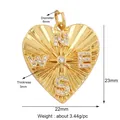 Ciondolo a bussola a cuore dorato con trama spazzolata e accenti di cristallo - Ciondolo Bussola a Forma di Cuore (M529714-Gold)
