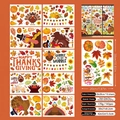 10 sheets of Thanksgiving static window clings with cartoon turkey and maple leaf motifs - Type A+B (Set of 10 Sheets) / 20*30cm