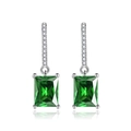 Eleganti orecchini pendenti in zircone verde taglio smeraldo con micropavé in argento - Verde