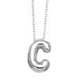 Collier avec pendentif lettre C style ballon en argent poli et texture métallique - Lettre C