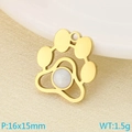18k gold plated stainless steel paw pendant with white round gemstone inlay 16x15mm - Paw Print With Stone Style (KLJ9463-ZLA)