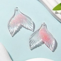 Translucent pink glitter resin mermaid tail pendants for DIY necklaces and crafts - 2.8x3.1cm / Light Pink