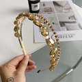 Serre-tête double couche doré élégant avec strass champagne et cristaux en goutte - Goutte d'eau Jaune