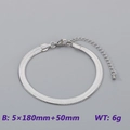 Sleek silver stainless steel flat snake chain bracelet with adjustable lobster clasp - Steel Color Snake Chain (KB188864-Z)