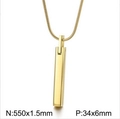 Pendentif barre rectangulaire dorée avec chaîne serpent de 550x1,5 mm sur fond blanc - Couleur Or + Chaîne Serpent (KN230189-K)