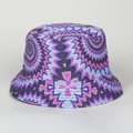 Detailed pattern of a kaleidoscope colorful bucket hat with durable fabric texture - M (56-58cm) / Purple