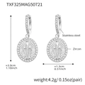 Silver stainless steel oval earrings with Virgin Mary relief and clear zircon stones - Earrings / Silver
