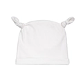 White knitted baby Christmas reindeer hat with soft antler knots for infant winter warmth - White