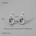 Detailed size measurement showing 25mm height and 16mm width of the geometric earrings - Silver Style (DFE372S)
