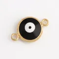 Golden Turkish Evil Eye connector pendant with enamel inlay for DIY jewelry making - Black L371821-Black