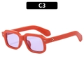Square arrow sunglasses in bright orange frame with translucent light purple lenses - Red Frame Purple Lens