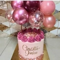 Pink and purple metallic balloon cake topper set with glittering sequins decoration - 2 Metallic Rose Red + 2 Pink + 2 Rose Gold + 2 Sequin + 2 Wine Red Balloons