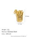 18K gold plated stainless steel fries pendant charm for DIY jewelry making 16.9x10.7mm - Fries Pendant - Gold