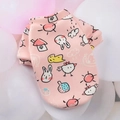 Cozy pink pet fleece sweatshirt with cute cartoon rabbit and sun prints for small dogs - Pink Chicken