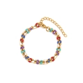 Colorful enamel cross chain bracelet in gold stainless steel with adjustable lobster clasp - Colorful Enamel Thin Bracelet (SL-141J)