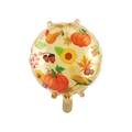 Golden round foil balloon with autumn harvest patterns of pumpkins and sunflowers - 17 Inch Yellow