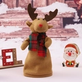 Brown reindeer wine bottle cover with plaid scarf for Christmas table decoration - Medium Rotating Reindeer Toy