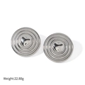 Silver twisted spiral earrings with heart relief design measuring 3.05cm diameter - Concentric Heart / Silver (Concentric Heart)