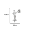 Silver cartilage stud earring with cubic zirconia and screw back, 0.99cm size - Rhombus Round Zircon Pendant (8#) / Silver