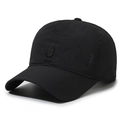Gorra de béisbol negra transpirable de secado rápido con ventilación láser y emblema S - Negro