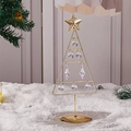 Golden iron minimalist Christmas tree with crystal pendants and star top ornament - Style B Gold