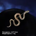 Detailed view of vintage gold snake brooch showing texture, 2.9x7.3cm size and 7.5g weight - Coiled Snake (XZ20-017)