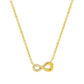 Gouden ketting met oneindigheidssymbool voorzien van zirkonia steentjes en edelstaal - Pavé Zirkoon Oneindigheidsketting / Goud